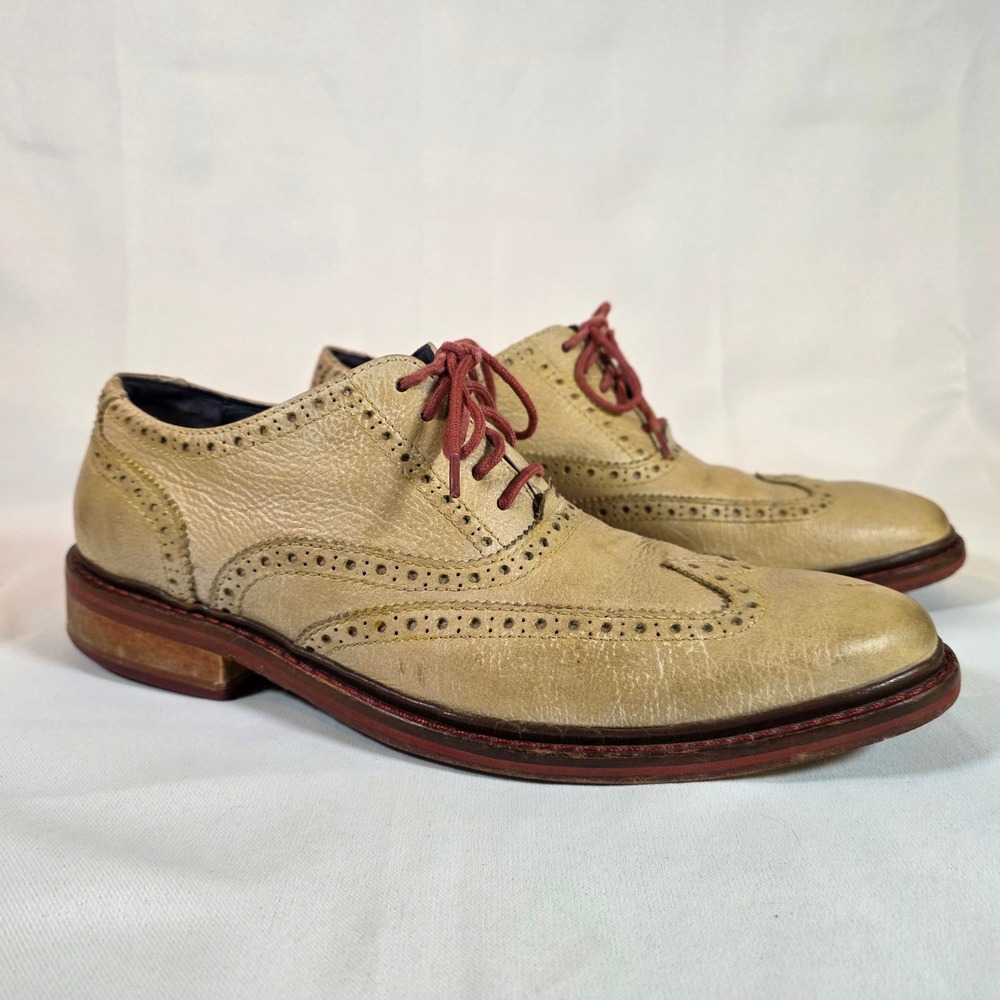 COLE HAAN Men's 10.5M Colton Winter Wingtip Oxford Summer Khaki Leather